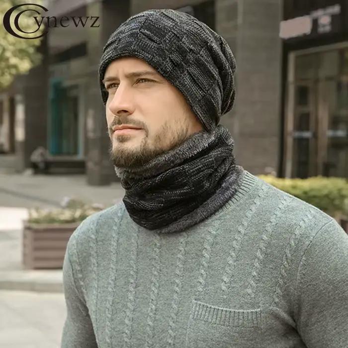 Ensemble d'écharpe à chapeau tricoté pour hommes