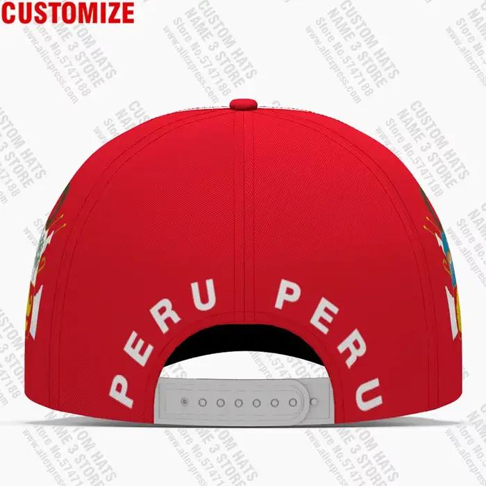 Casquettes de baseball péruviennes 3D gratuites avec nom et logo de l'équipe