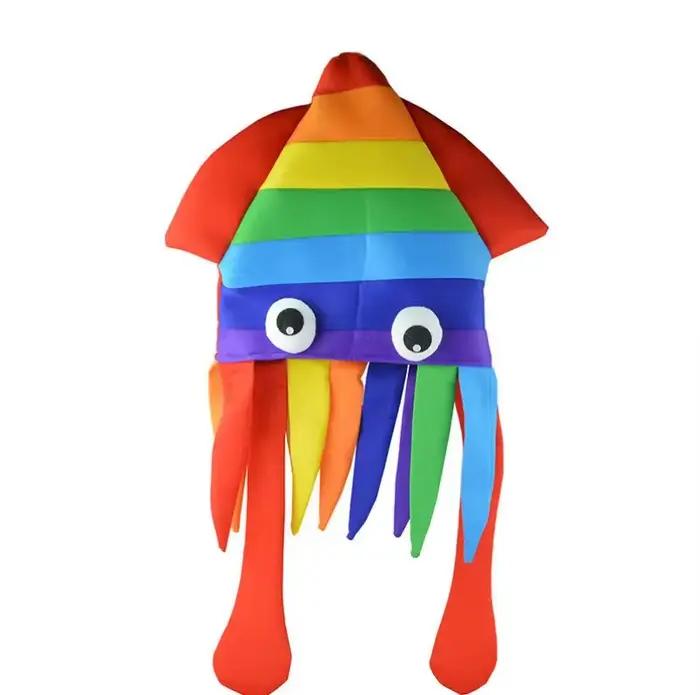 Chapeau de calmar arc-en-ciel drôle