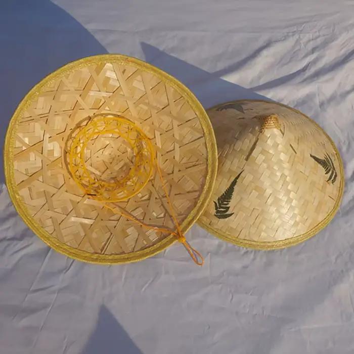 Chapeau de pêcheur rétro en rotin de bambou