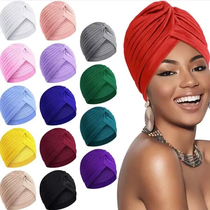 Nouveau dames noué à volants Turban doux foulard décontracté Streetwear femme musulman Hijab indien chapeaux Cancer chimio casquette Turbante