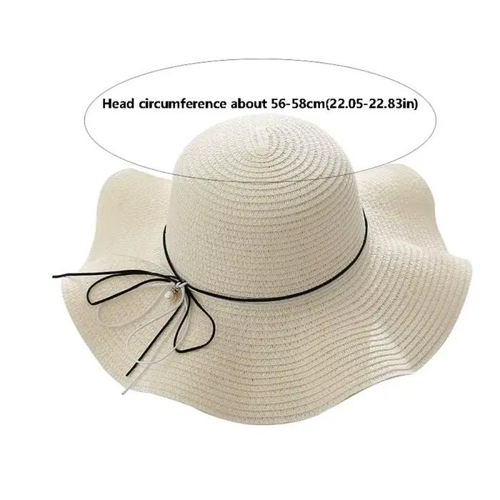 Chapeau de paille tendance style français avec perles