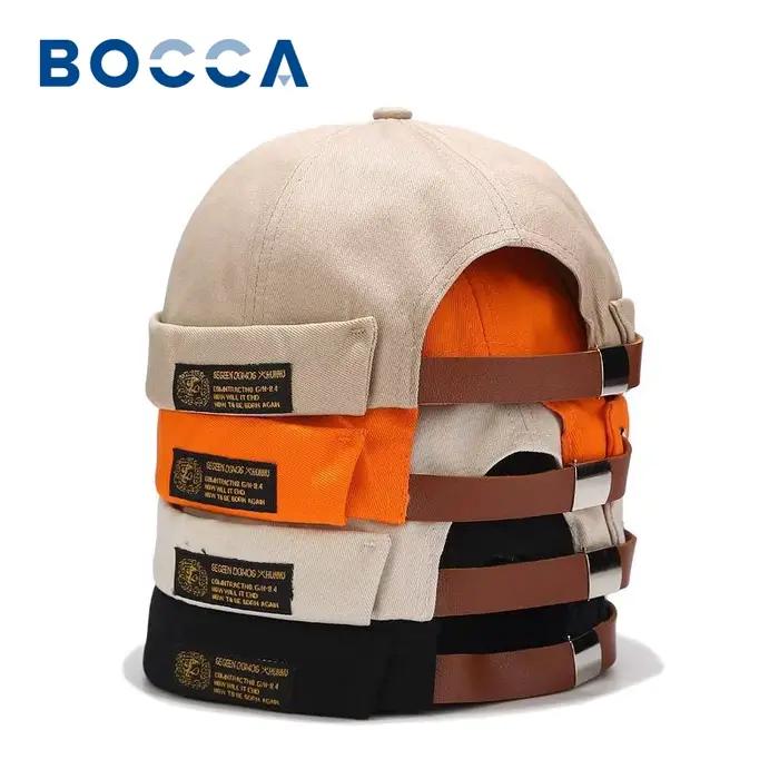 Bocca Docker casquette sans visière casquettes sans bords rétro Skullcap pour hommes femmes couleur unie réglable coton Hip Hop mode chapeau