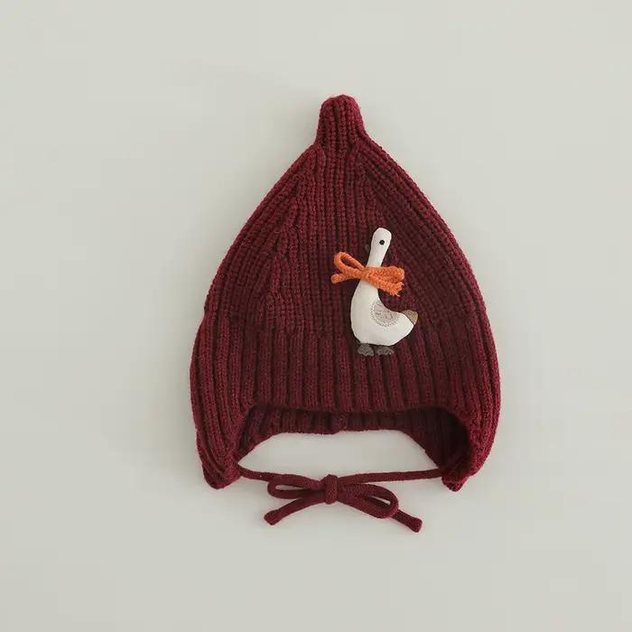 Enfants tricoté chapeau 45-48CM 0-2 ans casquette bonnet avec oreillettes dessin animé Animal hiver chaud