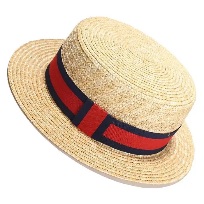 REHOOS – chapeau Fedora en paille de blé naturel pour femmes