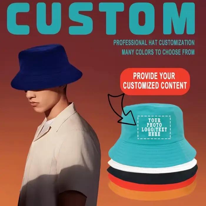 Chapeau Bob en coton uni personnalisé avec logo brodé