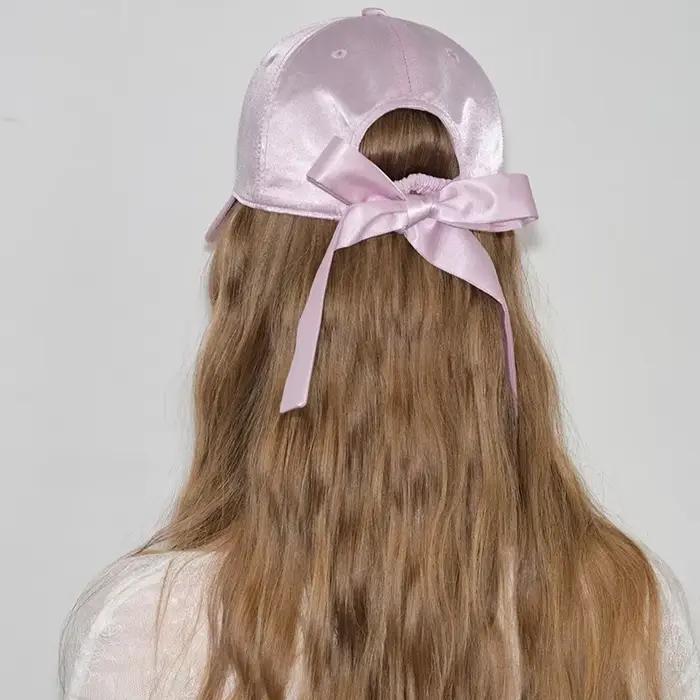 Y2K printemps été femmes filles Chapeau de pêche Satin Bow Casquette de Baseball plage soleil chapeaux Sport Virsor