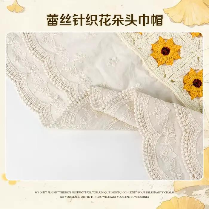 Style pastoral français fleur dentelle épissage foulard casquettes femmes été bord de mer voyage Protection solaire polyvalent doux chapeau de soleil