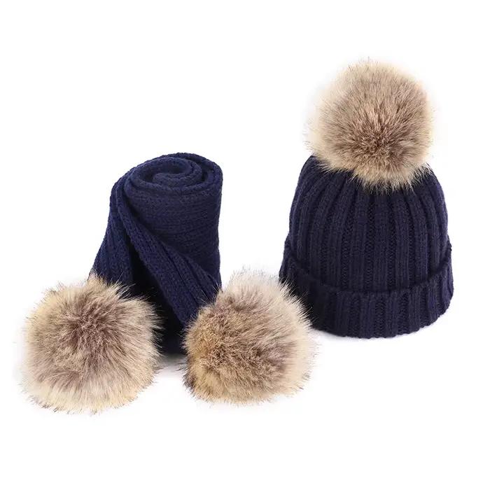 Ensemble d'écharpe en tricot avec chapeau pour enfants, chapeau de protection hivernal pour garçons et filles, douillet, respirable, coupe-vent, pour sorties hivernales et activités extérieures