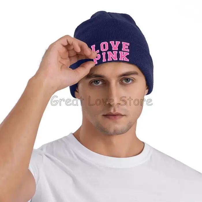 Amour rose imprimé Bonnet chapeaux tricoté unisexe chaud doux casquettes automne hiver