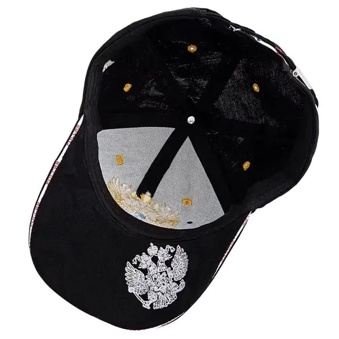 Casquettes unisexes avec emblème d'aigle russe à double tête brodé