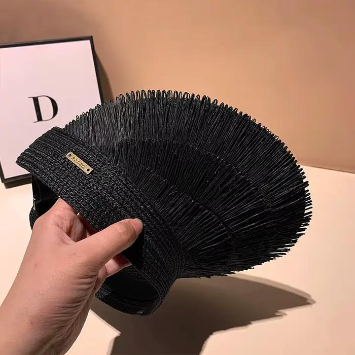 Chapeaux de paille à pampilles pour femmes