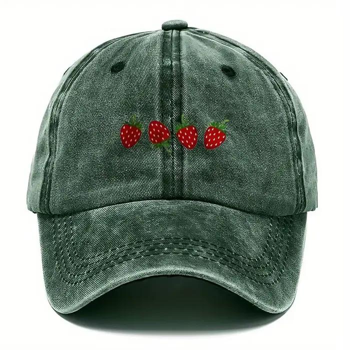 Casquette de baseball imprimée fraises avec visière réglable