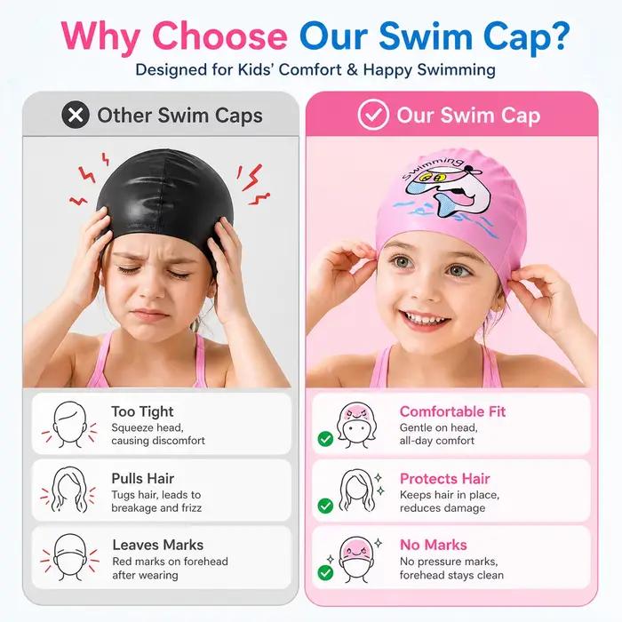Bonnet de bain mignon en tissu PU imperméable