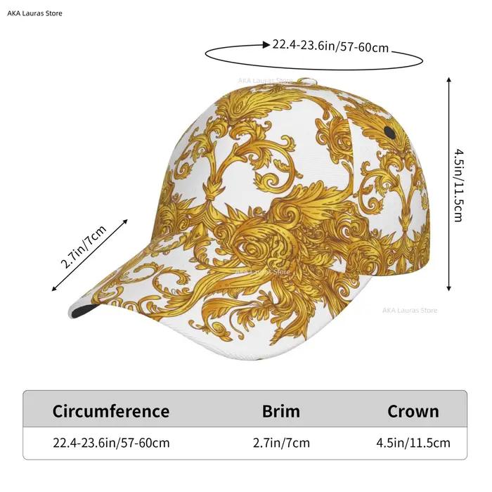 Casquette de sport baroque dorée multifonctionnelle pour hommes et femmes, casquette de baseball, chapeau de rue hip hop, casquette de golf pour homme occasionnels et décontractées