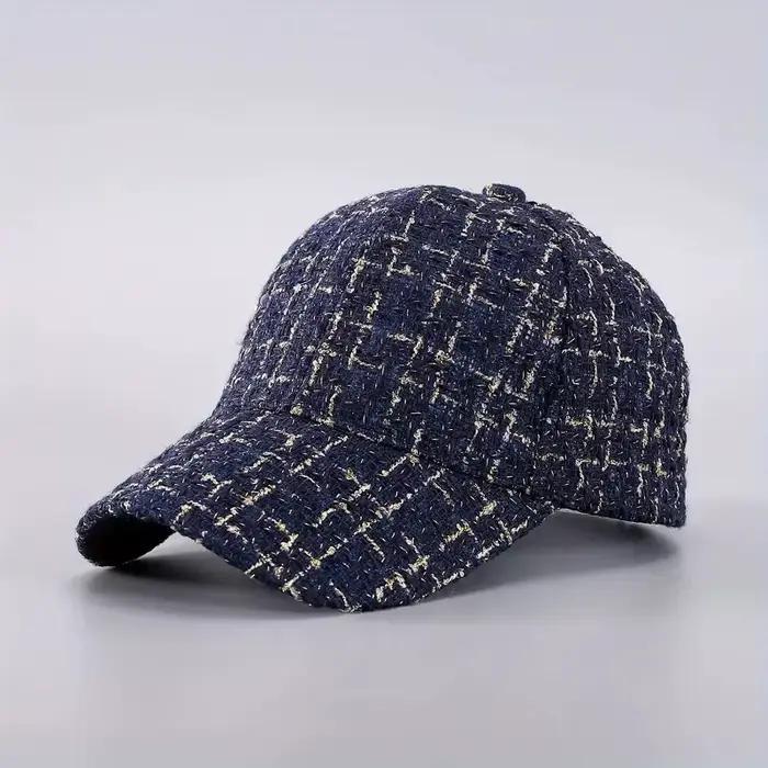 Casquette de baseball pied-de-poule pour femme
