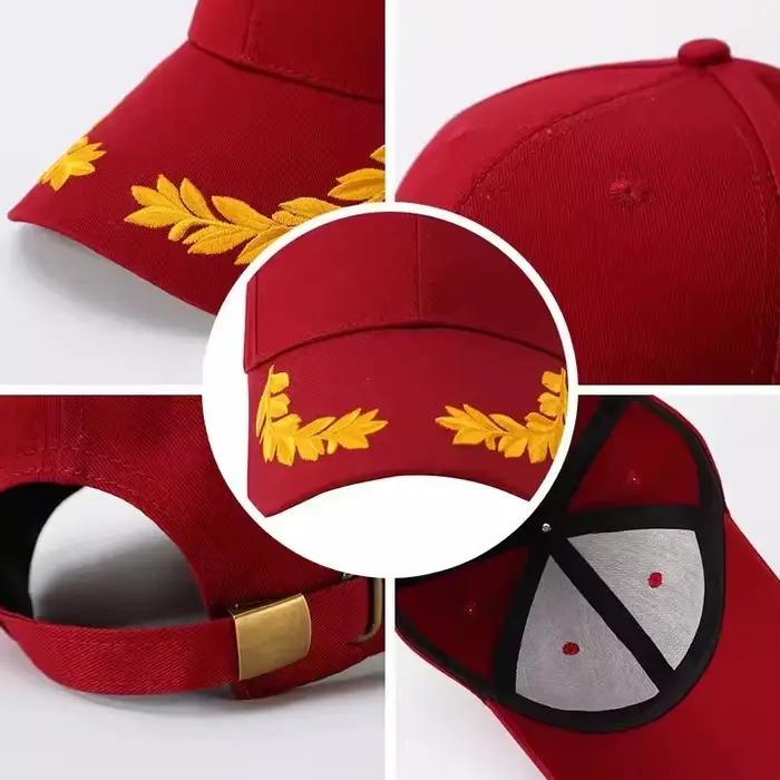 Casquette de baseball en point de blé - Chapeau de soleil en coton à 6 panneaux avec boucle en laiton réglable en plein
