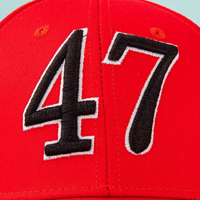 Casquette de baseball rouge et blanche avec numéro 47 pour hommes et femmes, sport, style unique, polyester, ajustement réglable, quatre saisons, tissage distinctif