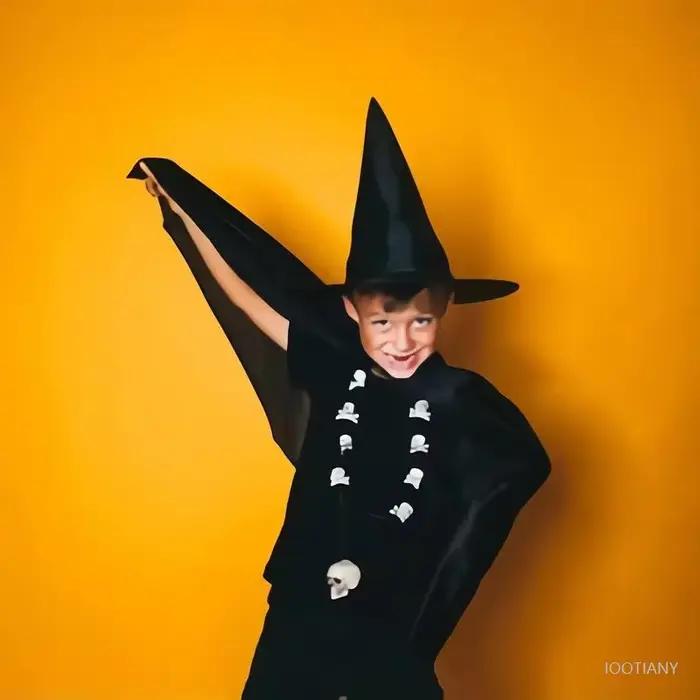 Chapeau de sorcière pliable noir pour carnaval d'halloween