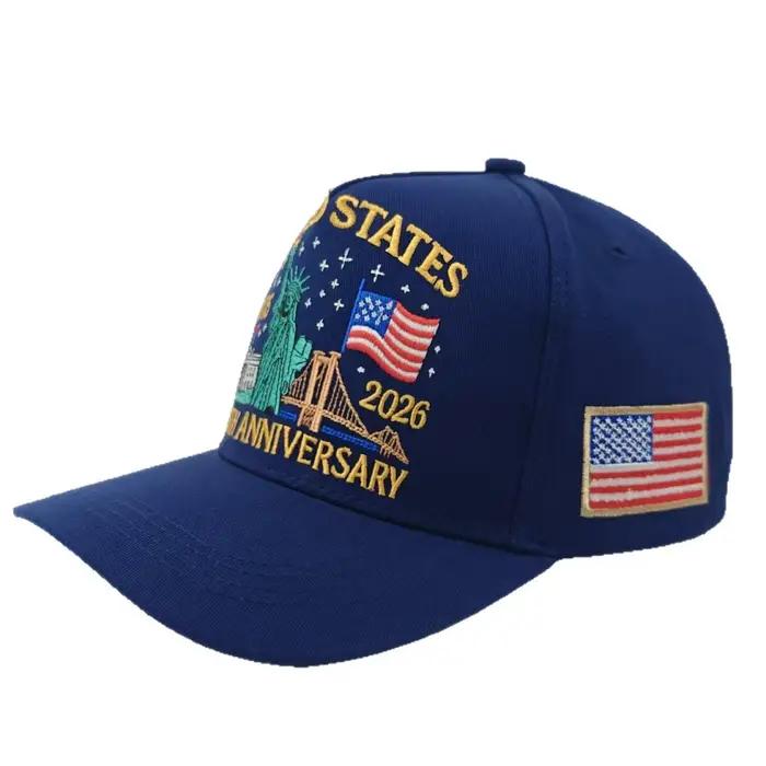 Chapeau commémoratif vintage USA 250 ans | Casquette brodée avec le drapeau de la Statue de la Liberté