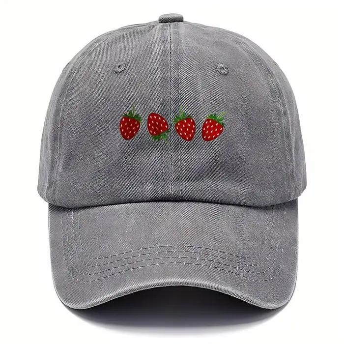 Casquette de baseball imprimée fraises avec visière réglable