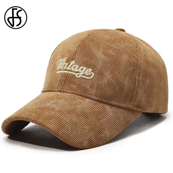 Casquette en velours côtelé marron vintage FS pour hommes