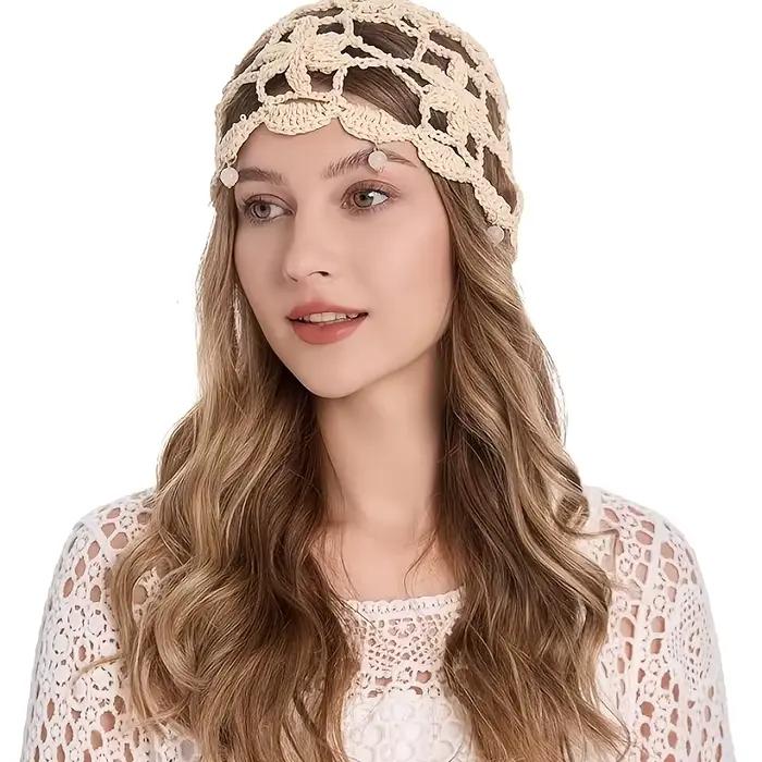 Chapeau en crochet ajouré pour femme