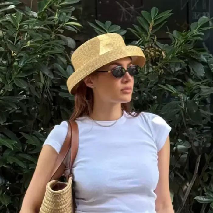 Chapeau de soleil élégant en paille de blé naturelle USPOP pour femmes style chic français multifonction occasion estivale shopping