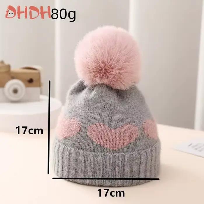 Chapeau d'hiver en tricot pour enfants mignon avec pompon doublure en coton pour bébés garçons et filles occasions spéciales automne hiver