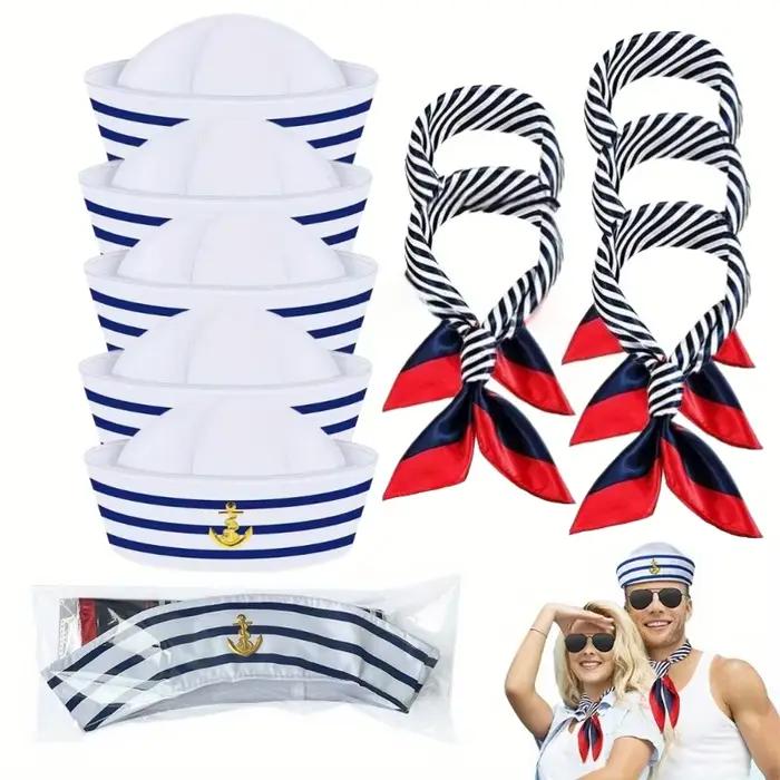 1/5 ensembles de chapeau de marin de Yacht et écharpe rayée