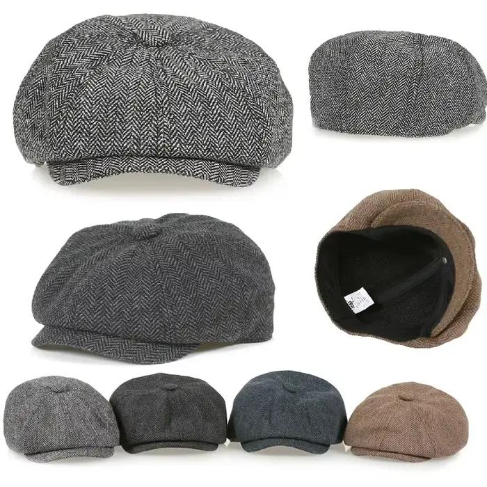 Casquette de journal en laine Vintage pour garçons et filles
