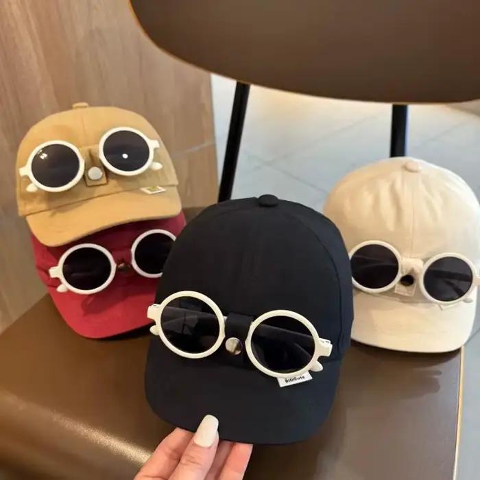 Casquette polyvalente pour bébé avec lunettes de soleil détachables, casquette de baseball à la mode pour nourrissons, chapeau de soleil pour enfants, chapeau de protection solaire pour sorties décontractées