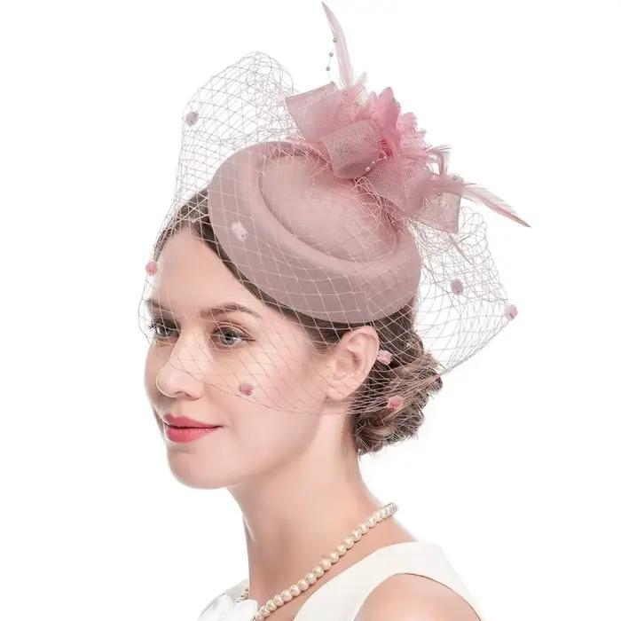 2025 femmes Fascinator chapeaux 20s 50s Vintage pilulier chapeau Kentucky Derby Fascinators fleur voile pince à cheveux