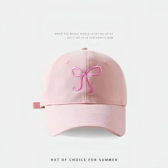 Casquette de baseball rose Coquette brodée avec nœud