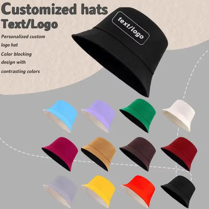 Chapeaux Bob en Coton Réversibles Personnalisés avec Logo Brodé pour Hommes et Femmes