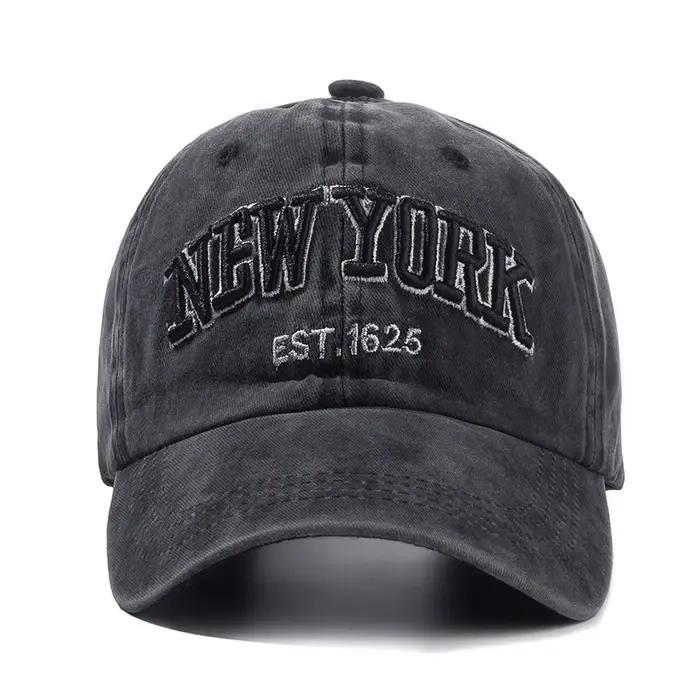 Casquette en coton délavé New York 2025 pour hommes et femmes, casquettes snapback, casquettes de baseball, protection solaire, casquette de papa, casquette d'extérieur