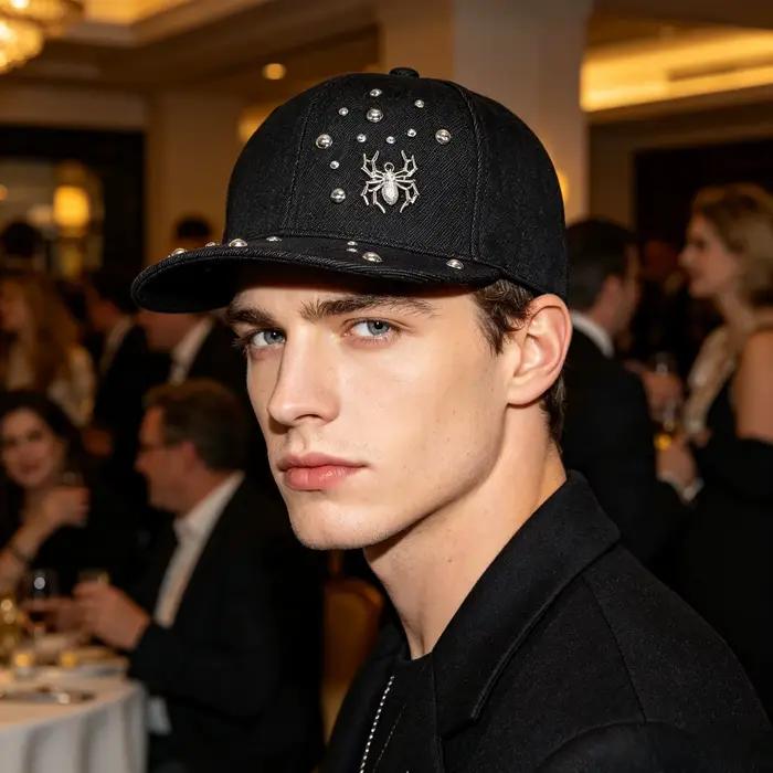 Casquette en jean à rivets style streetwear américain