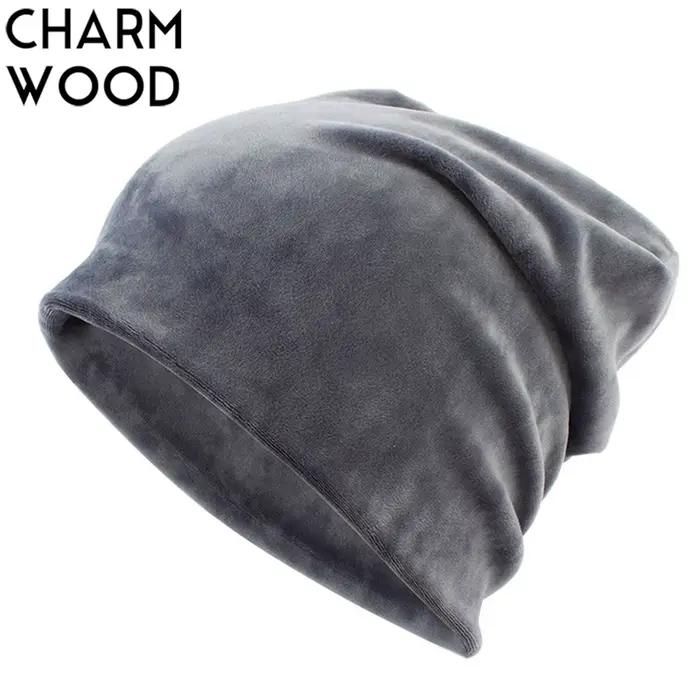 Nouveau bonnet en velours pour femmes hiver chaud Polyester Skullies bonnets pour dames solide