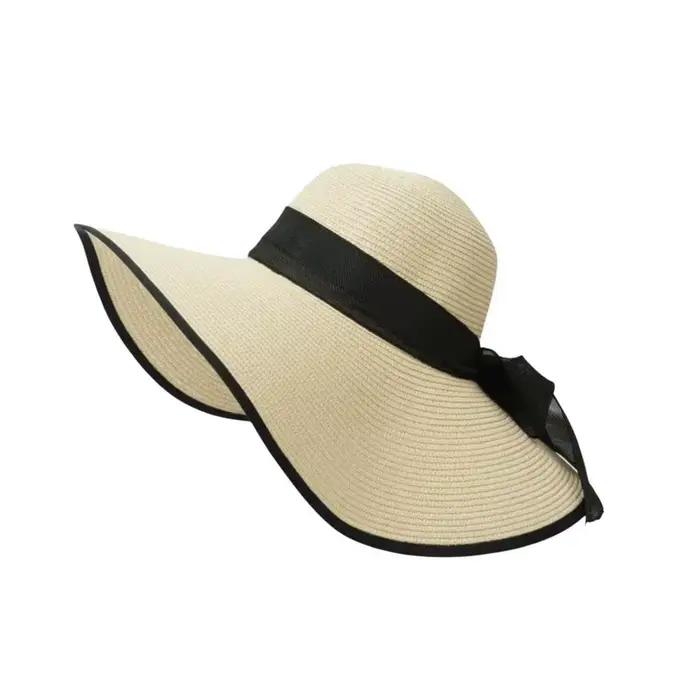Chapeau de soleil respirant pour la plage avec ruban en dentelle