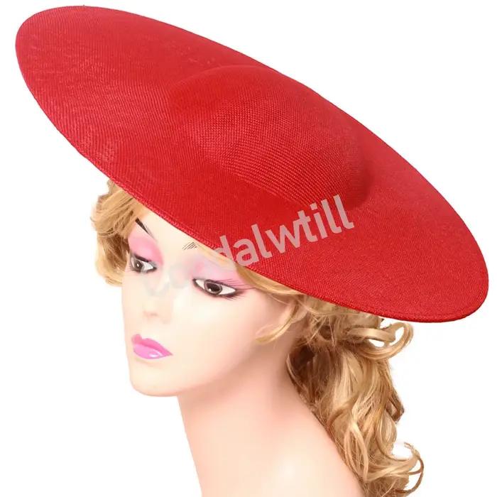 40CM rouge grande Base de fascinateur femmes mariage Derby chapellerie casquette bricolage cheveux accessoires mariée