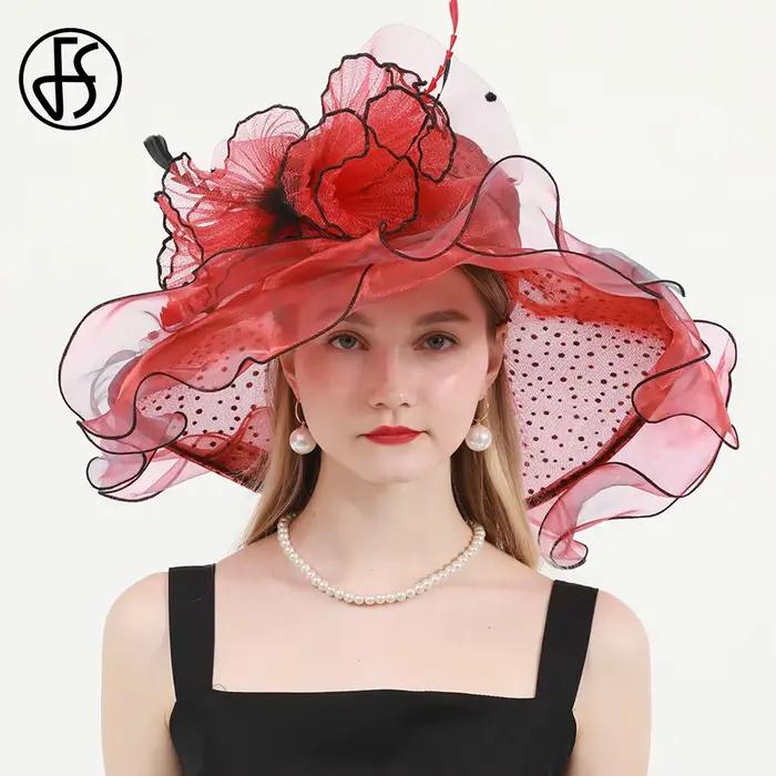FS vert Kentucky Derby chapeau femmes Organza à pois visière casquette plume fleur mariage église Cocktail thé fête Sombrero 2025
