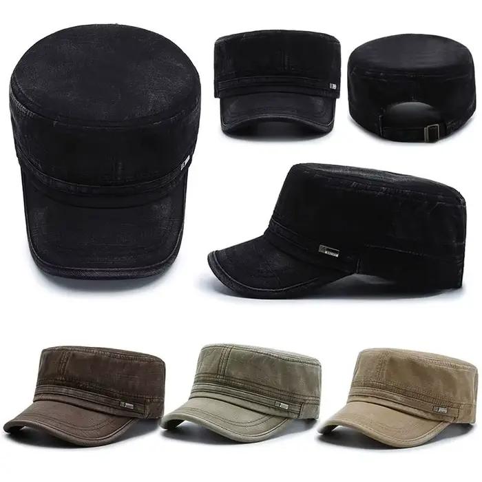 Chapeau militaire en coton délavé pour hommes et femmes