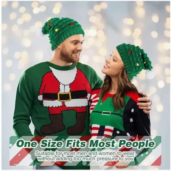 Chapeaux de Noël parent-enfant | Bonnets tricotés à la main pour adultes et enfants