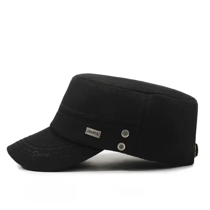 Iron Label SPORT Casquette plate de couleur unie – Printemps et automne Sports décontractés en plein air Chapeau de soleil à bord brodé