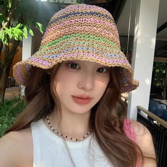 Chapeau de soleil en paille fait main pour femme