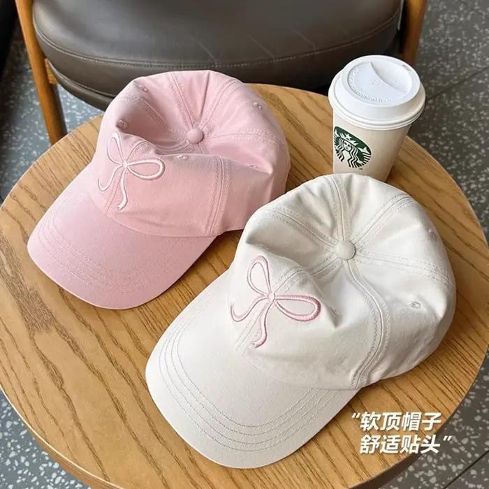 Casquette de baseball rose avec nœud pour femmes protection solaire extérieure style sport confortable voyage romantique