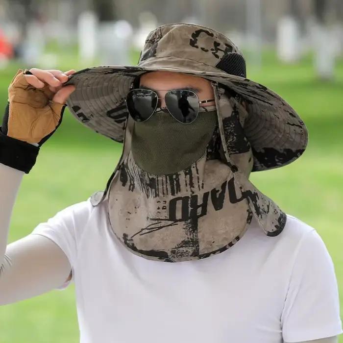 Chapeau de soleil Anti-UV à large bord avec masque facial