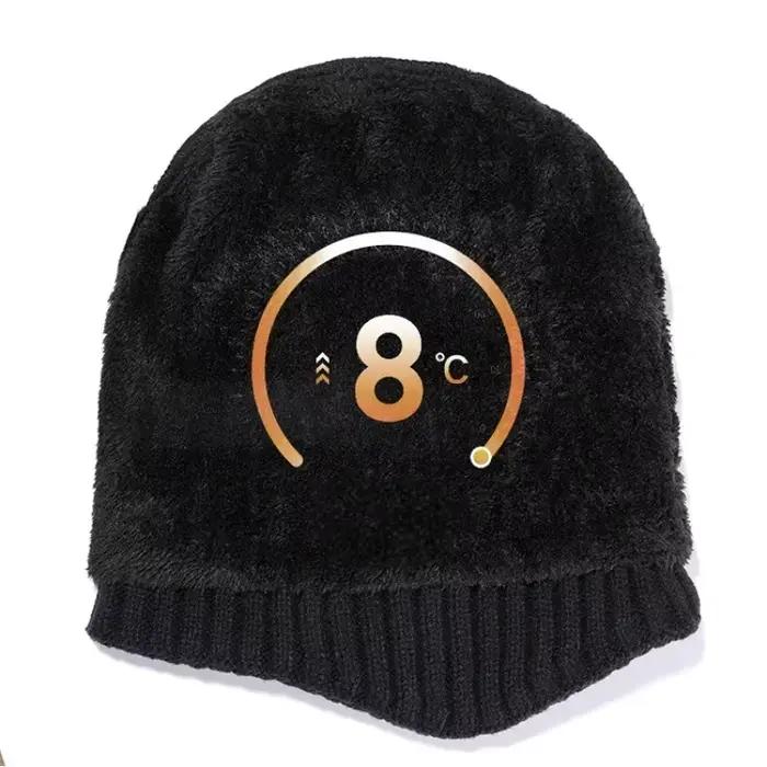 Chapeau tricoté d'hiver pour hommes en plein air avec capuche d'oreille chaude en velours