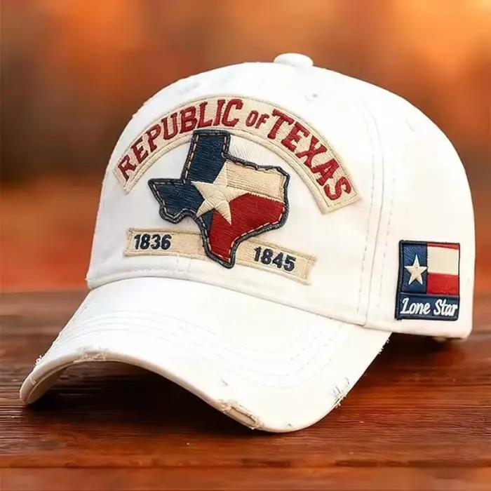 Casquette de baseball rétro délavée style vintage avec broderie commémorative République du Texas