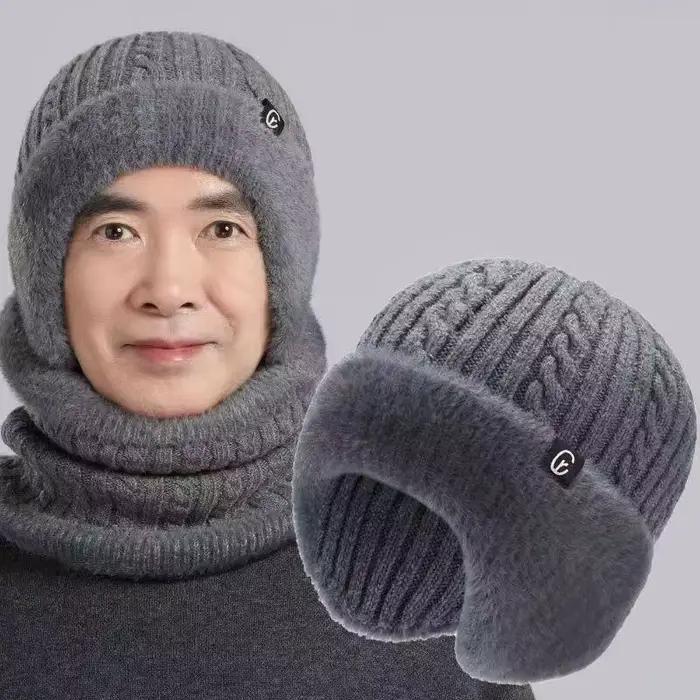 Protection par temps froid pour personnes âgées ; Bonnet tricoté d'extérieur tendance pour hommes ; Casquette
